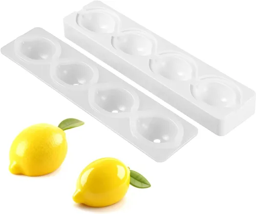 DOITOOL Molde de silicona con forma de limón, moldes de limón de silicona para tartas 3D para hornear postre helado de gelatina