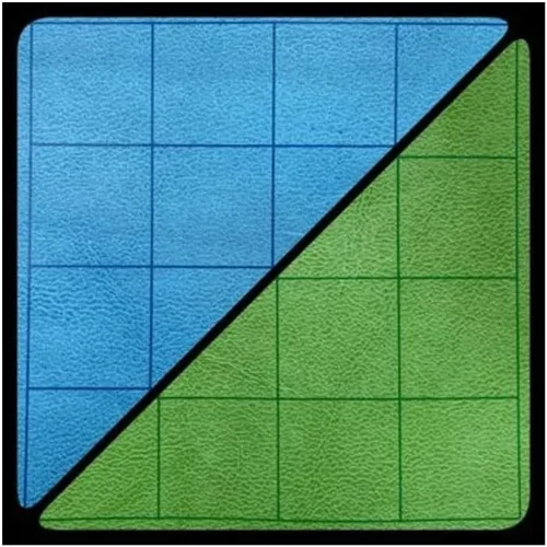 Chessex Alfombrilla de juego – Mat: 1" Sq 2 Sided azul/verde Battlemat (tapete de dos colores) – Suave y resistente – Compatible con juegos de rol