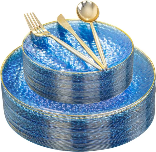 Miniatura 9 de Rubtlamp 125 piezas de platos de plástico de Navidad, platos rojos de plástico con árbol de Navidad nevado, vajilla desechable de Navidad incluye 25