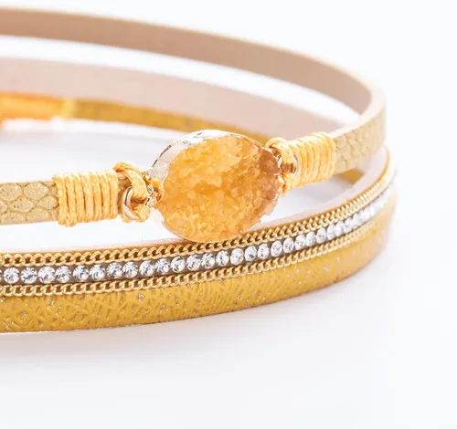Miniatura 95 de FANCY SHINY - Pulsera de cuero estilo bohemio, pulsera de cuentas de cristal con cierre magnético, regalos de joyería para mujer