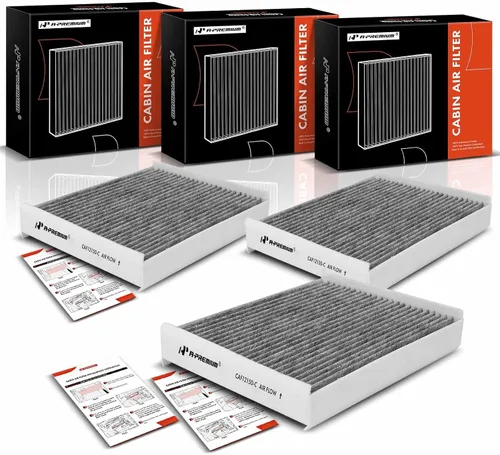 A-Premium Filtro de aire de cabina de 3 piezas con carbón activado compatible con Ford y Lincoln - F-150 (15-22), F-250 F-350 F-450 Super Duty