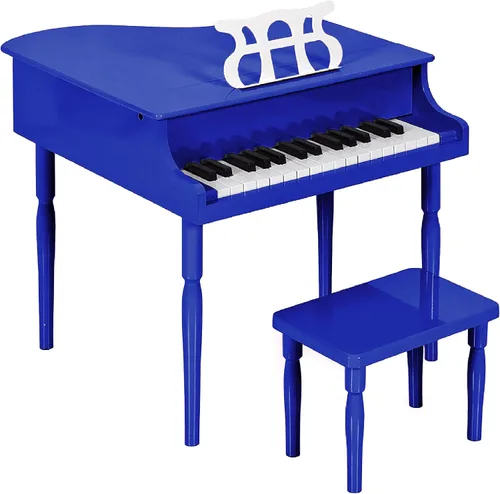 Miniatura 10 de Best Choice Products Juguete clásico de madera para niños de 30 teclas con tapa de piano, banco, estante de música plegable, libro de canciones