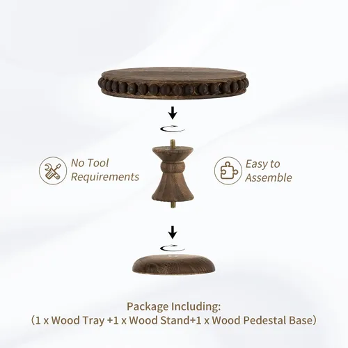 Miniatura 5 de Hanobe Soporte para Tartas de Madera Pequeño: Soporte de Pedestal para Cupcakes de 8 Pulgadas, Elevador de Exhibición de Postres Rústico Envejecido