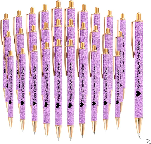 Miniatura 13 de Bolígrafos con purpurina personalizados con nombre, bolígrafos bonitos y bonitos personalizados, bolígrafos retráctiles de tinta negra, suministros
