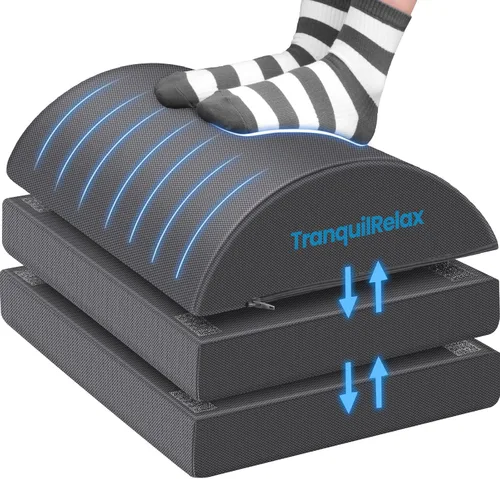 Miniatura 8 de TranquilRelax Reposapiés para debajo del escritorio en el trabajo, accesorios de juegos, taburete con 3 alturas ajustables y funda lavable, cómodos