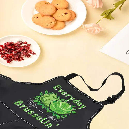 Miniatura 5 de LEVLO Brussels Sprout Gift Every Day I'm Brusselin - Delantal de cocina de verduras para hombres y mujeres