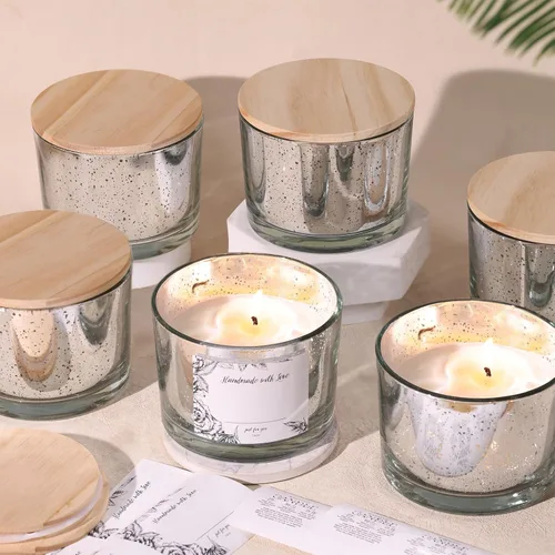 Miniatura 8 de Simeitol Tarros de Vela Transparentes de 16 OZ para Hacer Velas 6 Piezas, Tarro de Vela de Vidrio con Tapas Herméticas de Bambú - Tarros de Velas