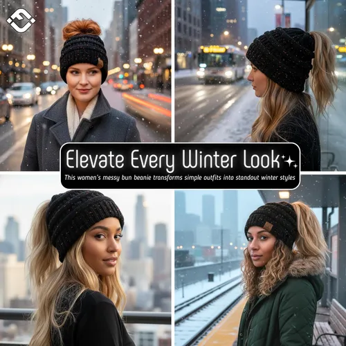 Miniatura 112 de Funky Junque - Gorro para mujer con ranura para cola de caballo