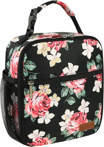 Miniatura 7 de Femuar Bolsa de almuerzo para hombres, mujeres y adultos, pequeña para oficina, trabajo, picnic, bolsa de almuerzo portátil reutilizable, color negro