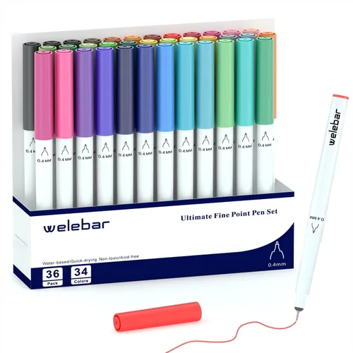Juego de bolígrafos de punta 0.4 compatible con Cricut Maker 3/Maker 4/Maker/Explore 3/4/Air 2/Air, juego de 36 bolígrafos de punta fina para