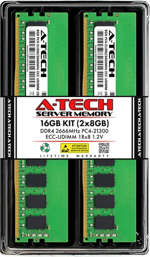 Miniatura 36 de A-Tech Servidor 4GB DDR4 2133MHz PC4-17000 ECC UDIMM 1Rx8 Rango único 1.2V ECC sin búfer DIMM 288-Pin Server & Workstation RAM módulo
