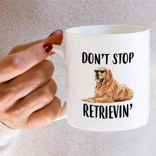 Miniatura 5 de Retreez - Taza divertida con texto en inglés "Funny Cute Golden Retriever Don't Stop Retrievin' Dog Lover", 325 ml, tazas de café de cerámica
