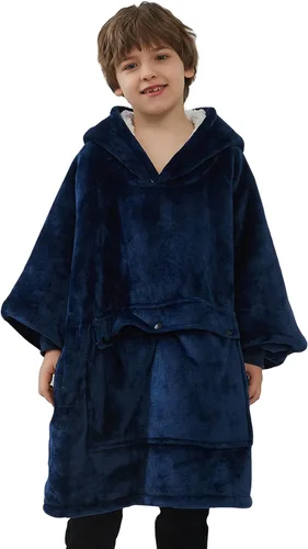 Miniatura 20 de Manta con Capucha Usable NOUKOW Manta Sherpa de Gran Tamaño Sudadera de Franela con Bolsillo Grande Estrellas que brillan en la oscuridad
