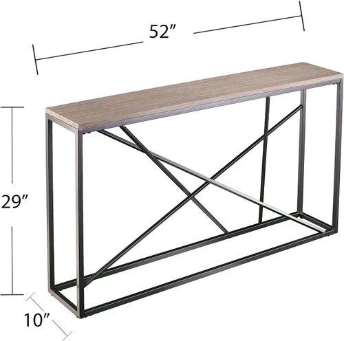Miniatura 3 de SEI Furniture Arendal - Mesa consola delgada de piedra sintética, comedor con concepto abierto, estilo moderno, hierro con recubrimiento de polvo