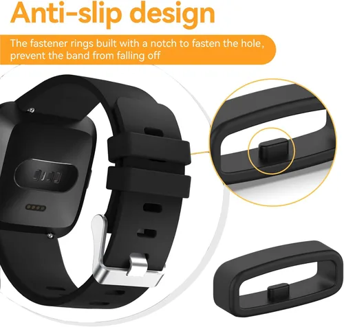 Miniatura 5 de Paquete de 6 anillos de sujeción compatibles con Fitbit Versa 4/3/2/Sense/Sense 2/Versa Lite/SE Band Keeper, correa de repuesto de silicona