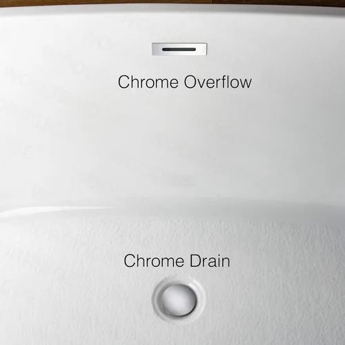 Miniatura 7 de WOODBRIDGE - Bañera independiente de acrílico, 59 pulgadas, bañera contemporánea de remojo, color blanco, con desbordamiento y desagüe de cromo
