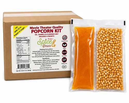 Miniatura 11 de Dasher's Spice & Beans - Kit de maíz todo en uno para cine en casa, paquete de porciones con granos, aceite y condimentos, paquete de 4
