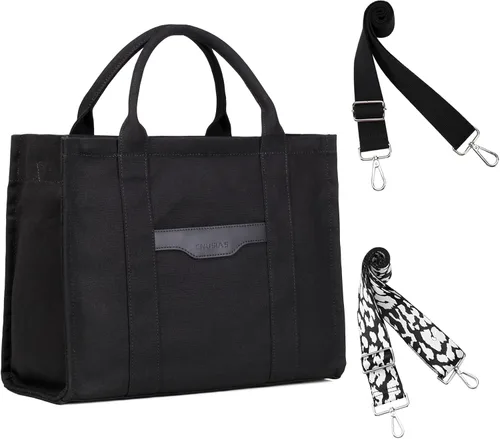 The Tote Bags - Bolso de lona para mujer, bolso de hombro con cremallera y correa de doble ajuste para oficina, viajes, escuela