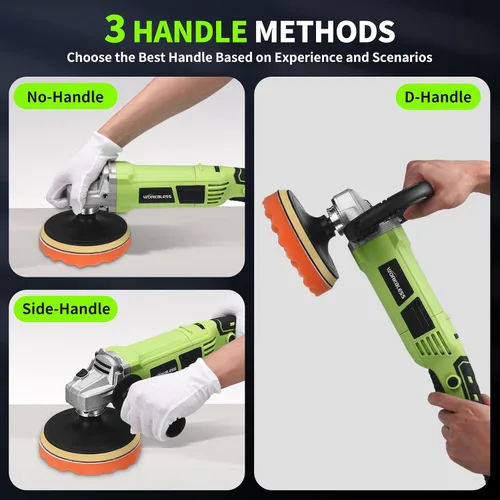 Miniatura 3 de Pulidora de búfer, 1600 W, 6 pulgadas/7 pulgadas, cera pulidora rotativa para automóvil, 7 velocidades variables 1600-3500 RPM, pulidora y pulidora