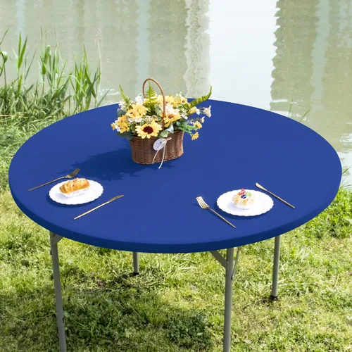 Miniatura 28 de Mantel cuadrado ajustable elástico de elastano para mesa, para comedor, cocina, hogar, fiesta, color azul marino, 34 x 34 pulgadas