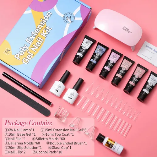 Miniatura 8 de Born Pretty Kit de 28 esmaltes de uñas de gel de gelatina con lámpara de uñas UV de 48 W, 12 colores, rosa gelatina, nude, neutro, juego de esmalte