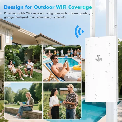 Miniatura 2 de AC1200 Extensor WiFi para exteriores, punto de acceso Gigabit resistente a la intemperie IP66 con antenas de largo alcance de 2 x 5 dBi, repetidor