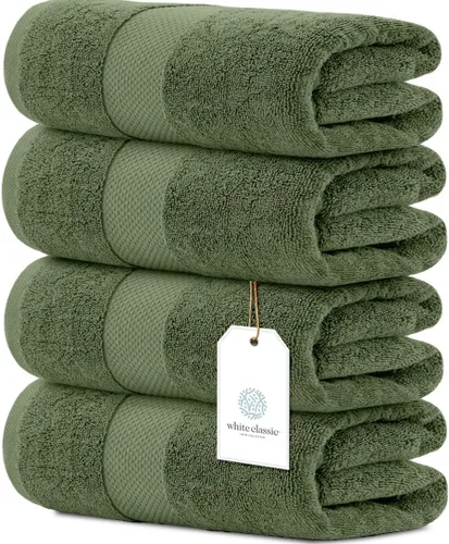 Miniatura 18 de White Classic - Juego de toallas de baño de lujo, grandes, 4 piezas - 700 GSM de algodón turco ultra suave, 27 x 54 pulgadas Toallas de baño