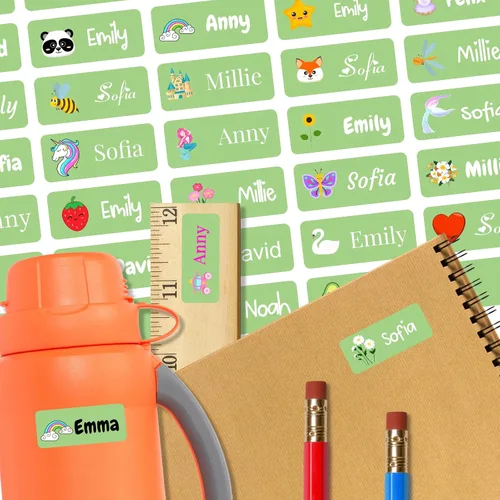 Miniatura 29 de 128 etiquetas adhesivas de nombre personalizadas para guardería, etiquetas de nombre impermeables personalizadas para niños, suministros escolares