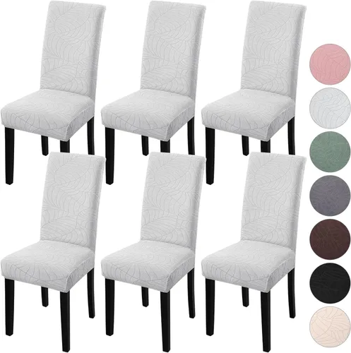 Miniatura 15 de Fundas para silla de comedor Yisun, fundas elásticas para silla de comedor, funda protectora para silla de comedor, mezcla de poliéster, Beige