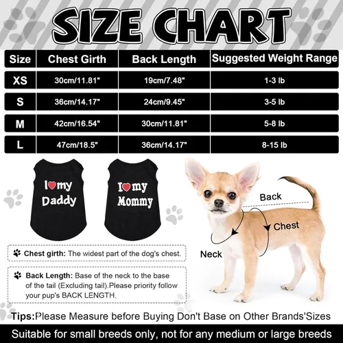 Miniatura 6 de Paquete de 2 camisetas sin mangas para perros pequeños, camiseta sin mangas para perros pequeños, camiseta sin mangas transpirable con texto