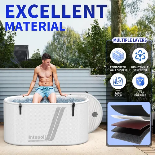 Miniatura 3 de Bañera de inmersión fría inflable, baño de hielo de 212 galones para atletas, bañera independiente para interiores y exteriores con tapa