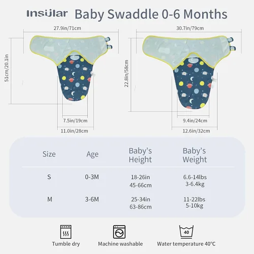 Miniatura 5 de insular Sacos para envolver al bebé, manta para recién nacido y bebé, juego de velcro ajustable para niños y niñas, saco de dormir de algodón suave