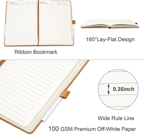 Miniatura 3 de Paquete de 12 cuadernos rayados, cuadernos A5 de tapa dura de 192 páginas, diario de papel grueso de 100 GSM, 8.3 x 5.7 pulgadas, diarios
