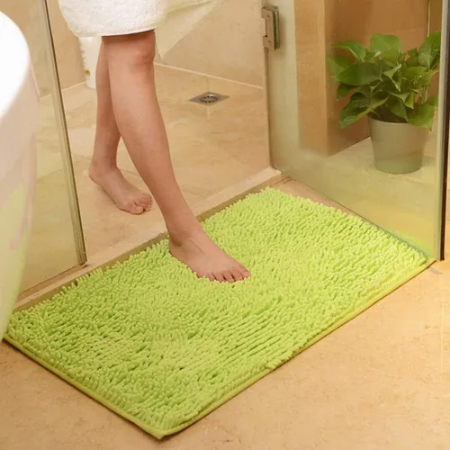 Miniatura 17 de Alfombra de baño de felpilla de felpa color beige, antideslizante, gruesa, lavable, de secado rápido, tapete de ducha lanudo y suave, rectangular