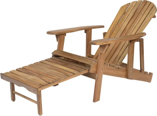 Miniatura 8 de Sillas Adirondack plegables teñidas naturales, sillas de terraza al aire libre, sillas de patio, con reposapiernas extensible para piscina, Teñido