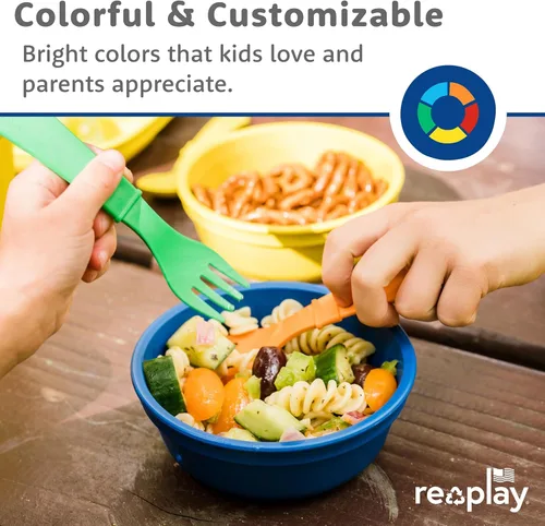 Miniatura 2 de Re-Play Juego de tenedores y cucharas para niños pequeños, juego de utensilios de 6 x 6 pulgadas para niños, apto para lavavajillas y microondas