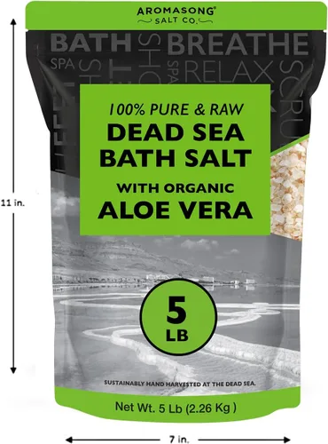 Miniatura 7 de Aromasong Sal cruda del mar muerto de 5 libras con aloe vera orgánico, no limpiada, todavía contiene todos los minerales del mar muerto, incluyendo