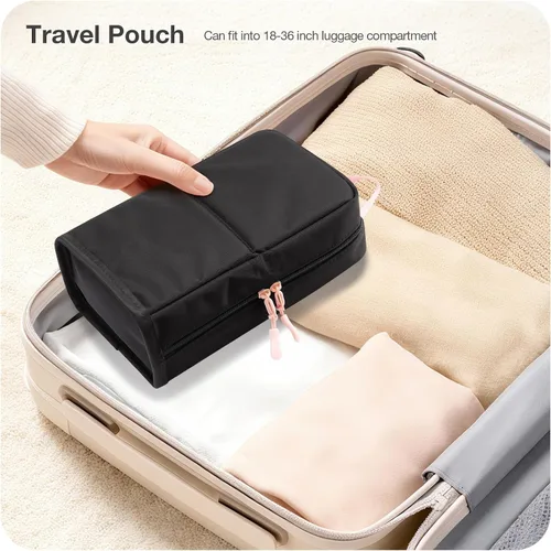Miniatura 7 de Abiudeng Bolsa de maquillaje de viaje de pie Bolsa de maquillaje Bolsa de aseo de viaje, Negro