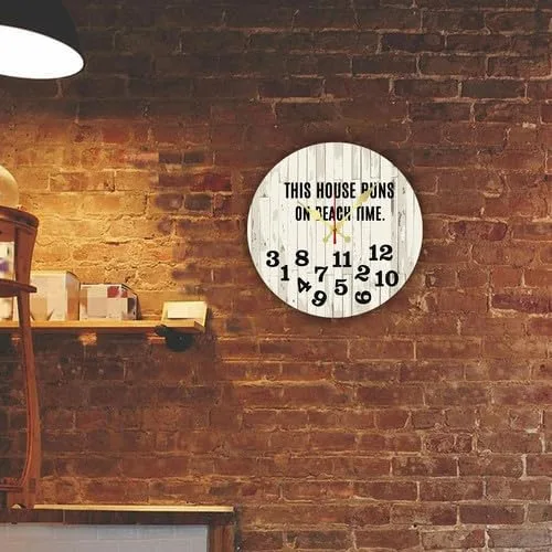 Miniatura 2 de Reloj de pared retro con números inusuales y divertidos, reloj de madera decorativo moderno de 10 x 10 pulgadas, silencioso, sin tictac, funciona
