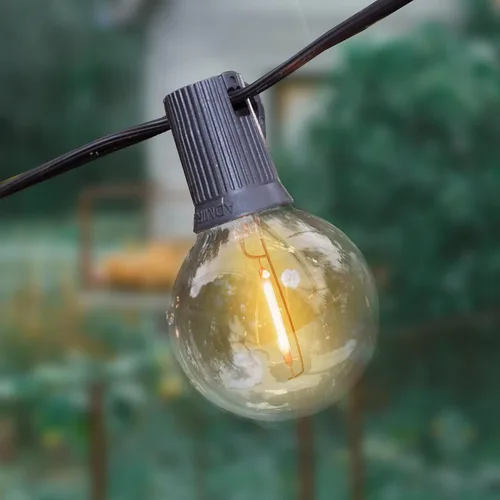 Miniatura 6 de Cadena de luces LED G40 de 50 pies para exteriores, luces de patio, conectables, impermeables, 27 bombillas inastillables (2 extra), 25 luces Negro