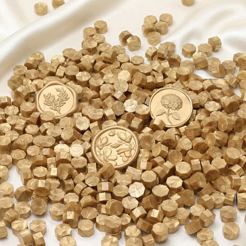 Miniatura 7 de UNIQOOO 180 piezas de perlas metálicas de cera de sellado de oro antiguo para sello de cera, ideal para adornar sobres de tarjetas, invitación