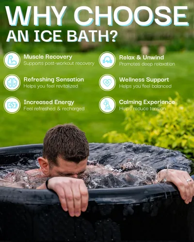 Miniatura 5 de Bañera de hielo inflable para atletas, compatible con enfriador de agua, bañera de inmersión fría para recuperación con tapa aislada, hoja de tierra