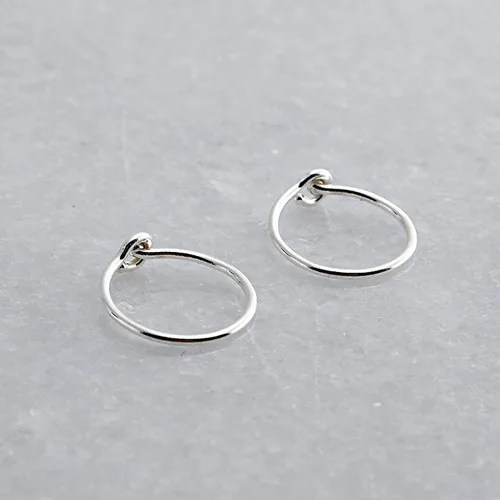 Miniatura 65 de Aretes de plata de ley abiertos para cartílago, tragus, delgados, calibre 22