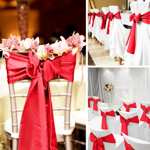 Miniatura 7 de 60 bandas de satén para silla, color burdeos, para fiestas, hoteles, bodas, recepciones, restaurantes y decoración de eventos (7 x 108 pulgadas)