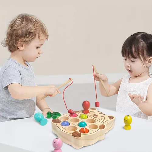 Miniatura 4 de Juego de pesca para niños de 3 a 5 años, madera Montessori Educación preescolar Aprendizaje Mano-Ojo Cognición y Habilidad Motora Fina Clasificación