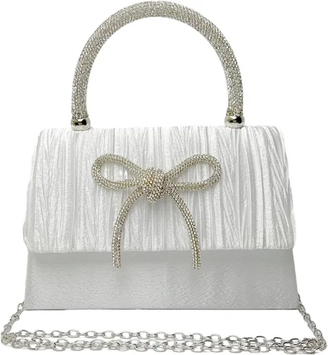 Miniatura 7 de Bolso de noche para mujer, con lazo brillante, para boda, con diamantes de imitación, bolsos elegantes para fiestas, bailes de graduación