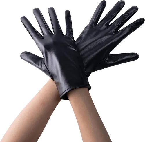 Miniatura 2 de Spooktacular Creations Guantes metálicos negros, unisex de superhéroe negro brillante para adultos, niños, accesorio de disfraz de Halloween, guante