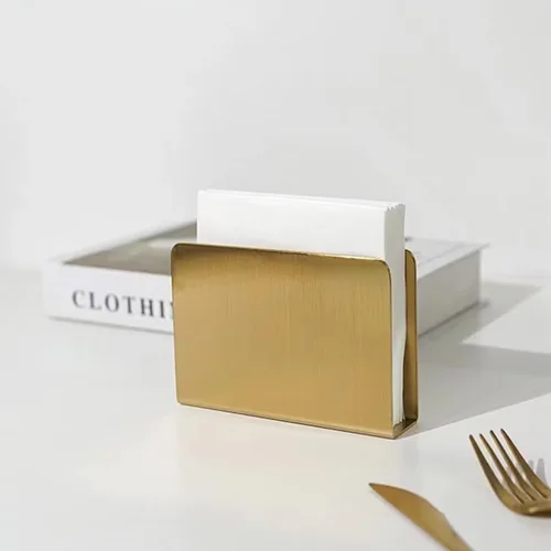 Miniatura 4 de Servilletero dorado independiente de acero para mesa de comedor, cocina, encimera, toalla de invitados (cuadrado)