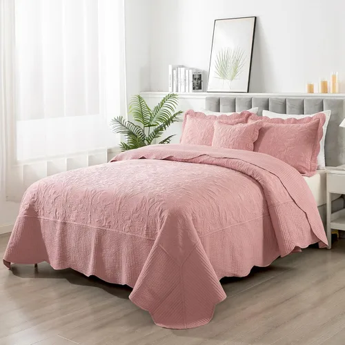 Miniatura 348 de HoneiLife - Juego de colcha de tamaño Queen, juego de ropa de cama de pana bordada de 3 piezas, colcha de lujo, ligera, cálida, para todas las Pana
