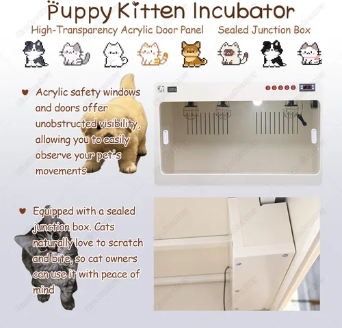 Miniatura 5 de Incubadora de cachorros recién nacidos, monitoreo en tiempo real de la temperatura y la humedad, sistema de calefacción mejorado con lámpara